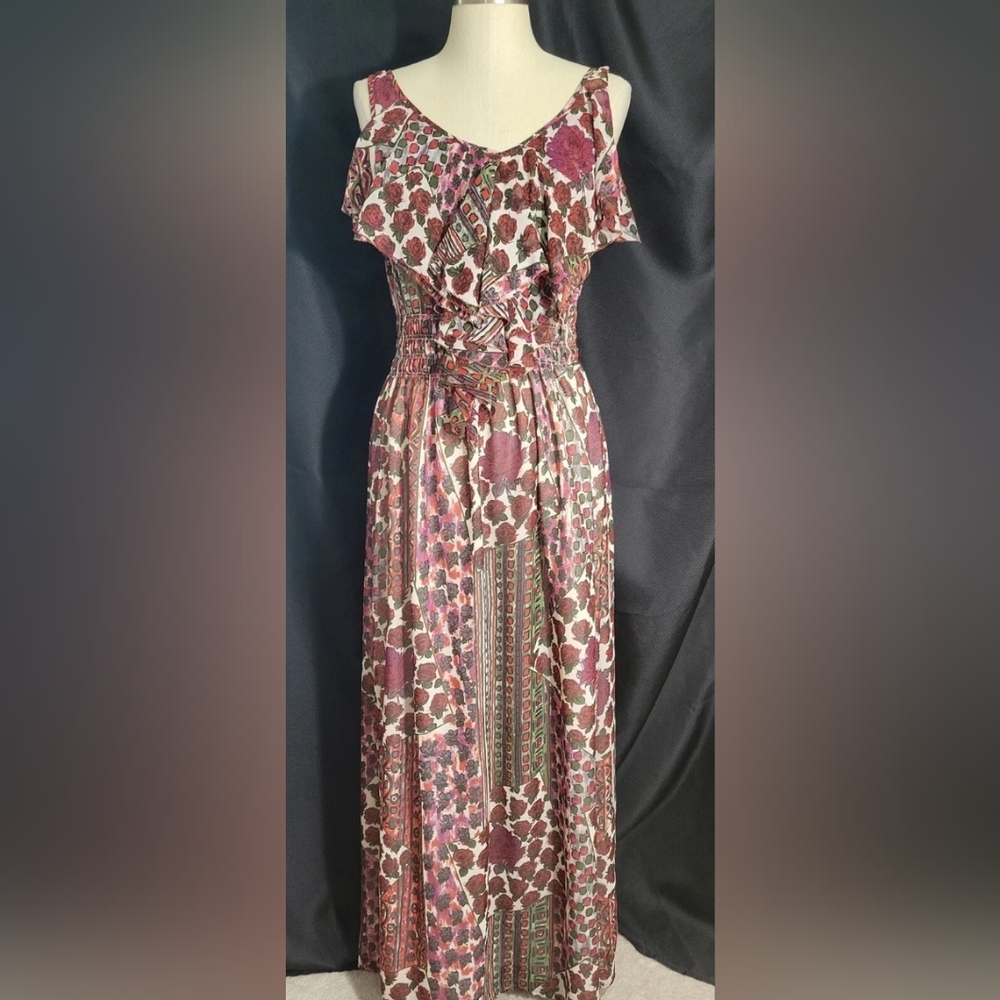 Anthropologie Lumiere Maxi Dress Size Small Flowy Rose Floral